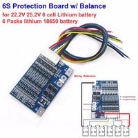 BMS модуль 6S Li-ion 18650 с током 8A напряжением 22.2В с балансировкой