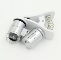 Микроскоп с подсветкой (2 лампы + детектор) №9882W с прищепкой
